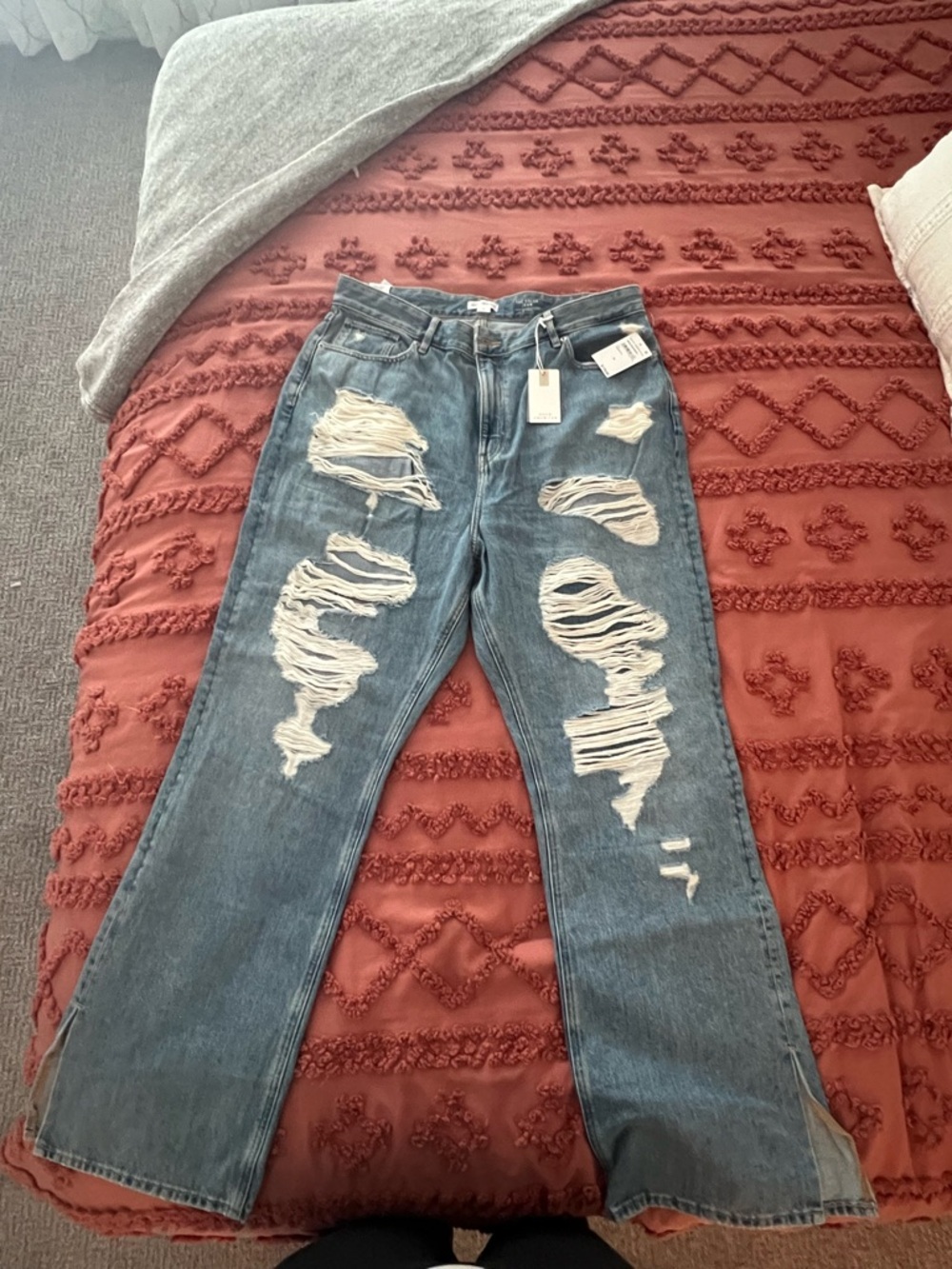 Good American Blue Ripped Bootcut Jeans